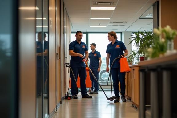 SchoonmaakMeesters BV team in action, cleaning office environment